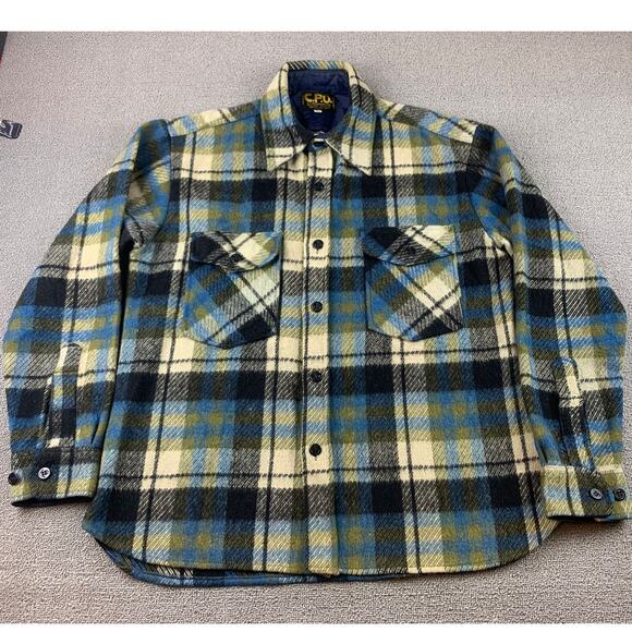 Vintage C.P.O Flannel Heavyweight Men’s Large Korea‎ Made Wool Blend Shaket - Picture 1 of 8